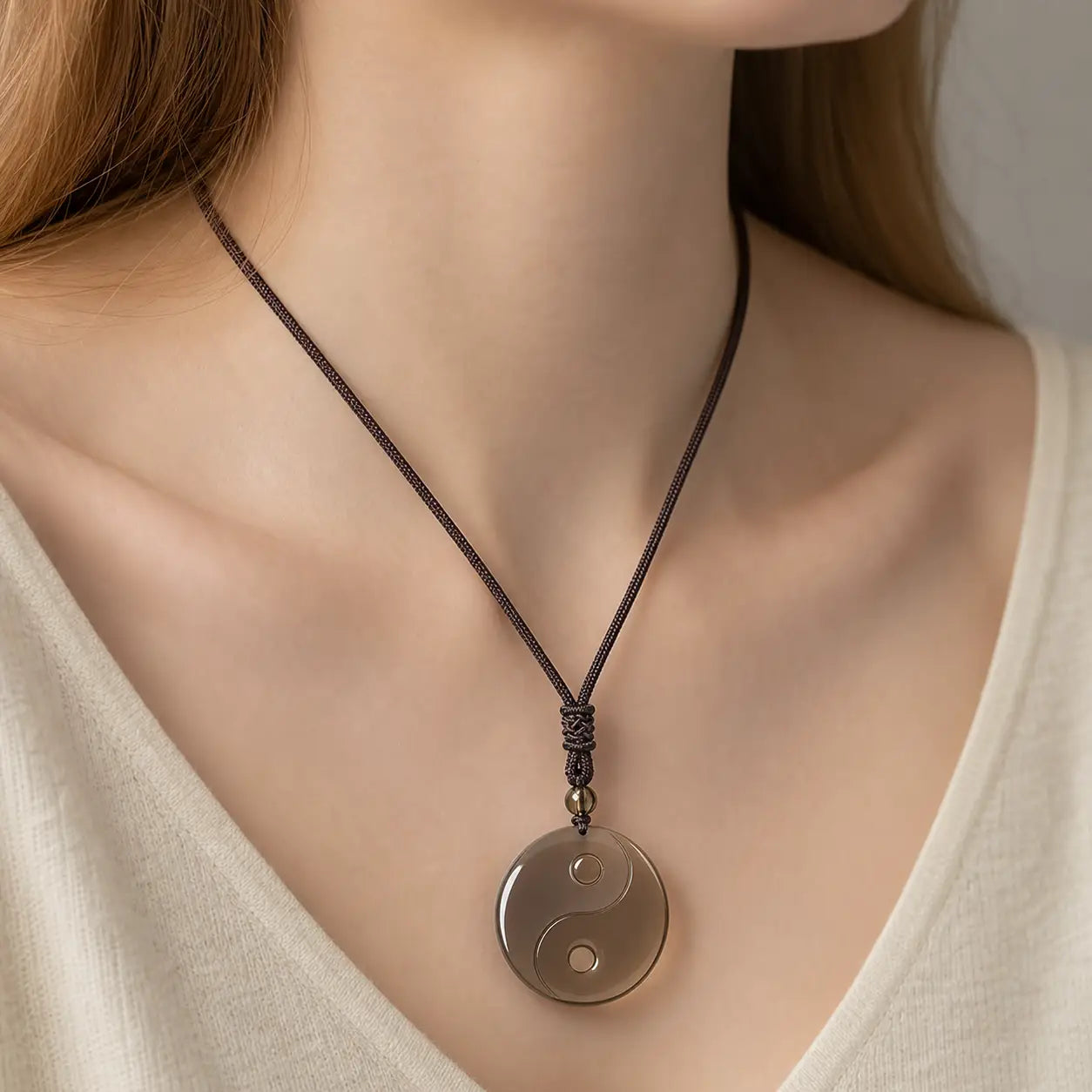 Song Yne Nine-Character Mantra Obsidian Protection Pendant