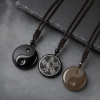 Song Yne Nine-Character Mantra Obsidian Protection Pendant