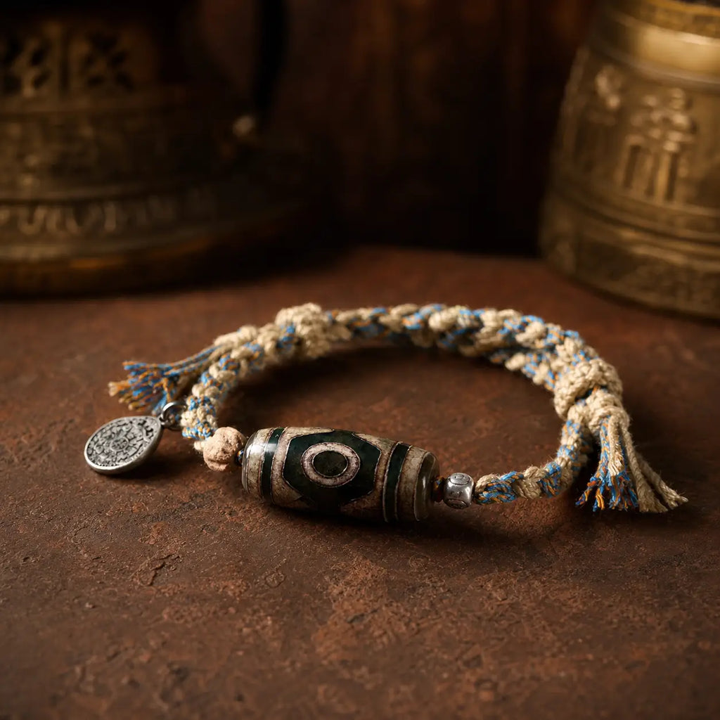 Song Yne Nine-Eyed Dzi Bead Wealth Protection Bracelet