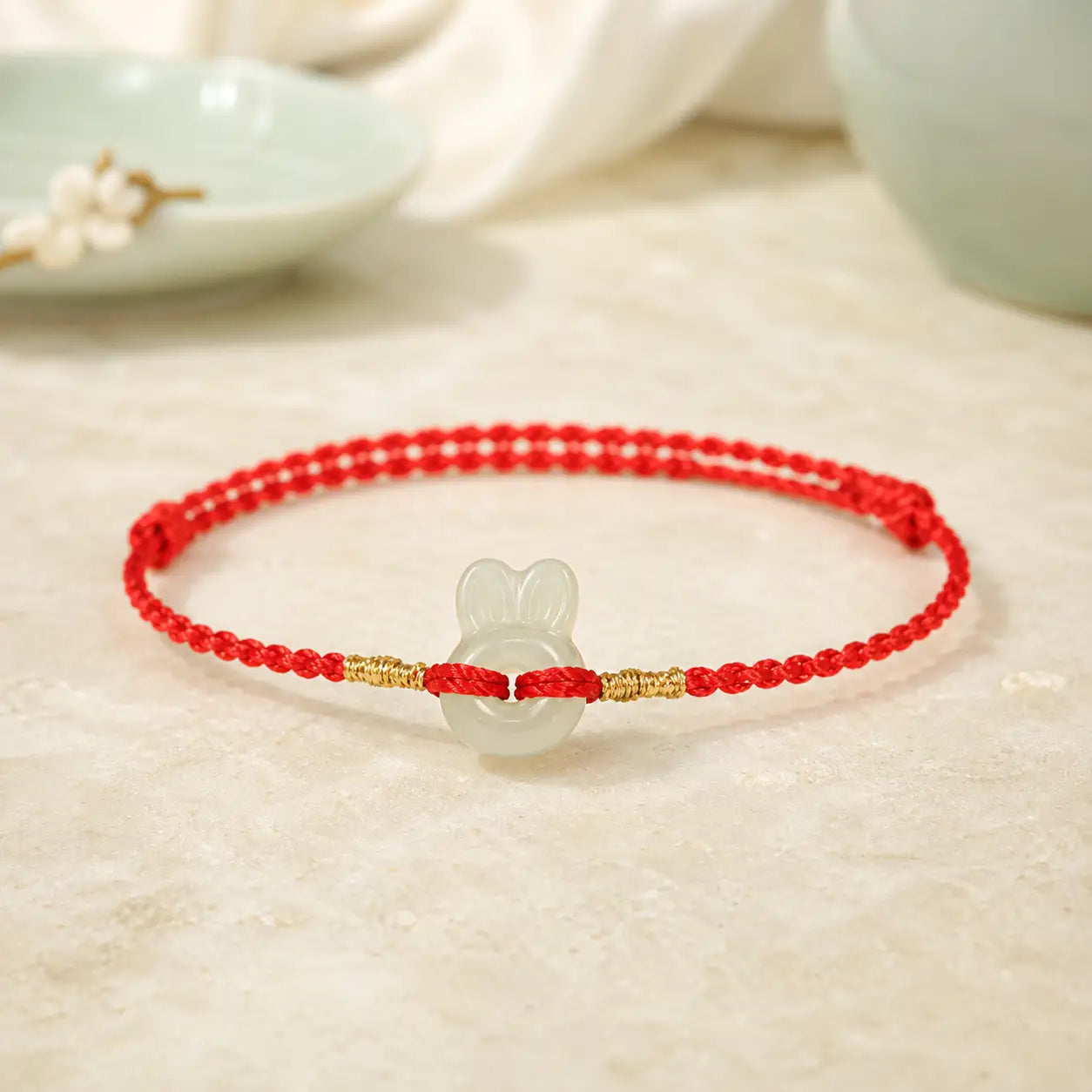 Song Yne Hetian Jade Rabbit Protection & Luck String Bracelet