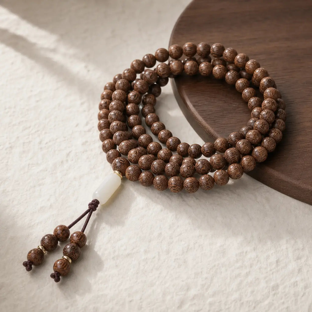 Song Yne 108 Rosewood Jade Calm & Prosperity Mala Bracelet