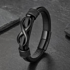 Song Yne Endless Knot Titanium Steel Balance Leather Bracelet