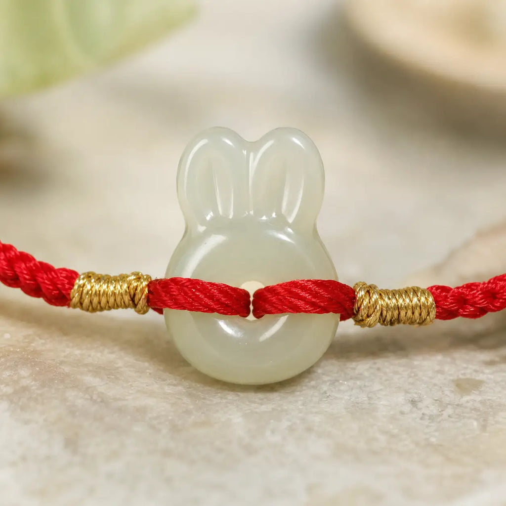 Song Yne Hetian Jade Rabbit Protection & Luck String Bracelet