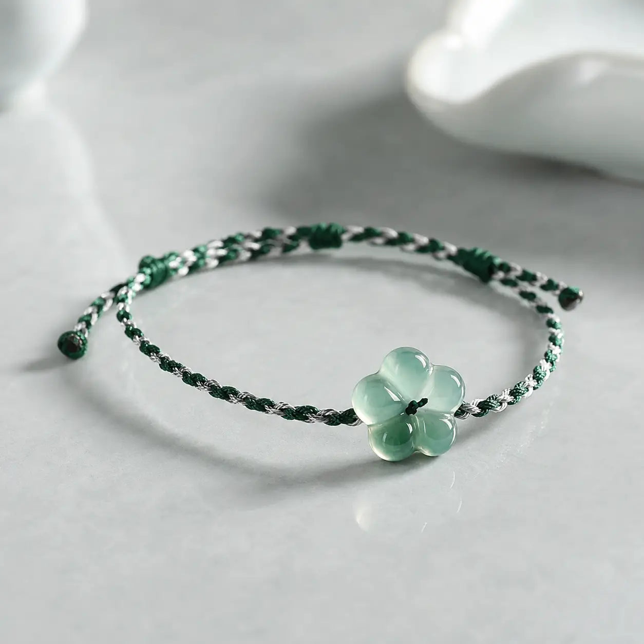Song Yne Flower Jade Hand-Woven Prosperity Bracelet