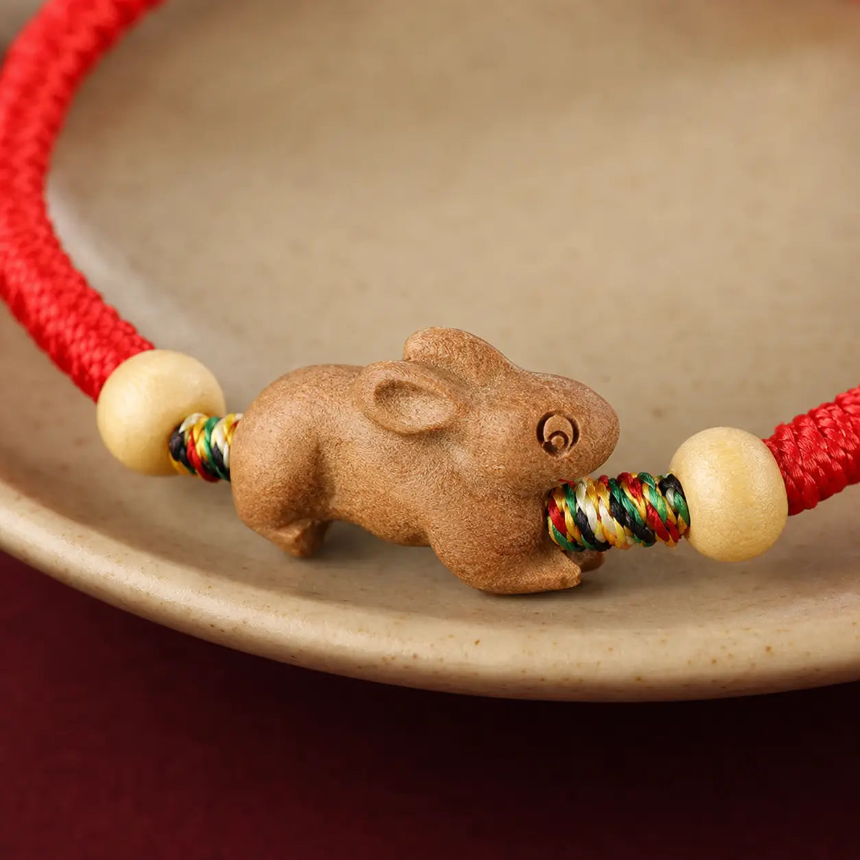 Song Yne Chinese Zodiac Peach Wood Protection & Luck Red String Bracelet
