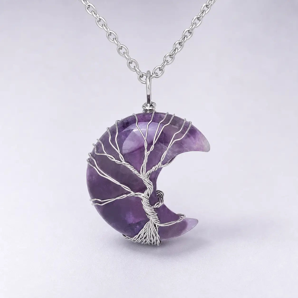 Song Yne Moon Tree of Life Crystal Healing Pendant