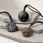 Song Yne Nine-Character Mantra Obsidian Protection Pendant