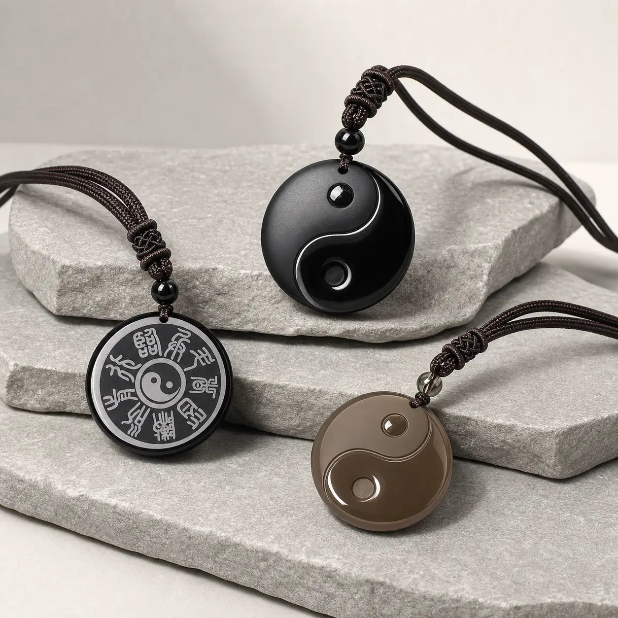 Song Yne Nine-Character Mantra Obsidian Protection Pendant