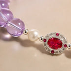 Song Yne Amethyst Pearl Red Zircon Balance Bracelet