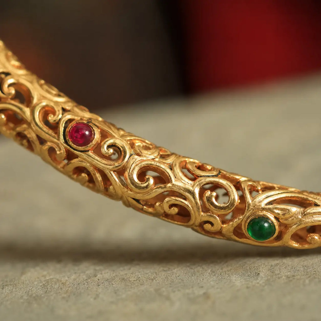 Song Yne Cyan Jade Auspicious Cloud Gourd Luck Bangle