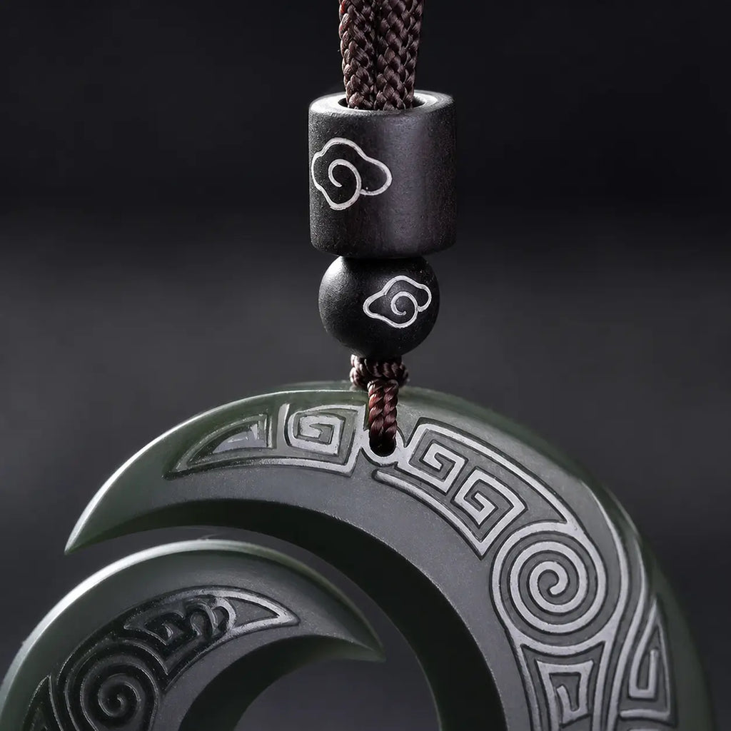 Song Yne Hetian Cyan Jade Fortune Peace Buckle Necklace