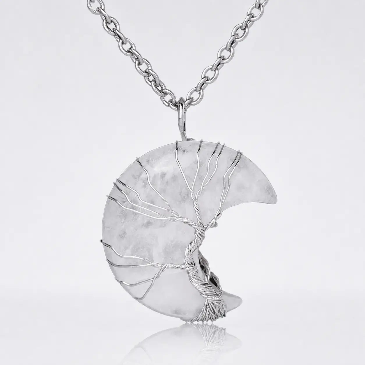 Song Yne Moon Tree of Life Crystal Healing Pendant