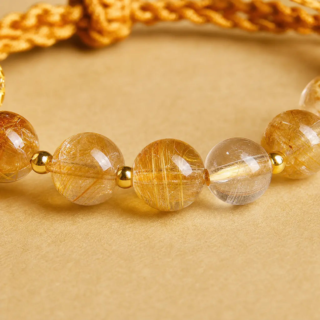 Song Yne Citrine White Crystal Peace Buckle Fu Silver Bracelet