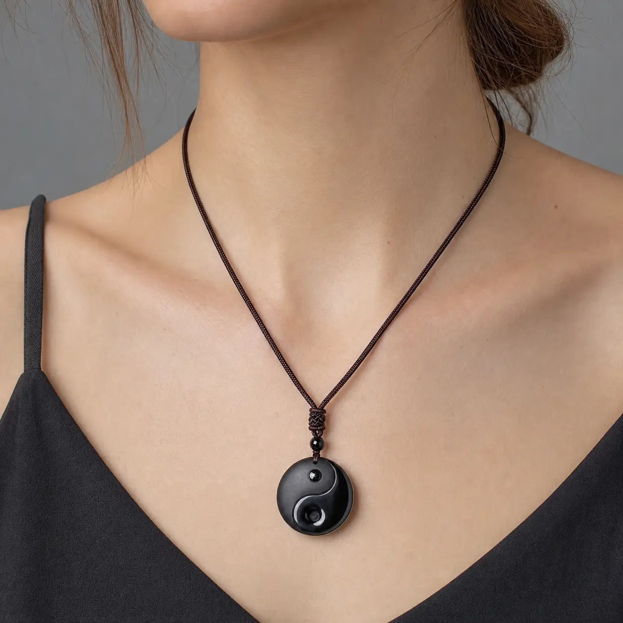 Song Yne Nine-Character Mantra Obsidian Protection Pendant