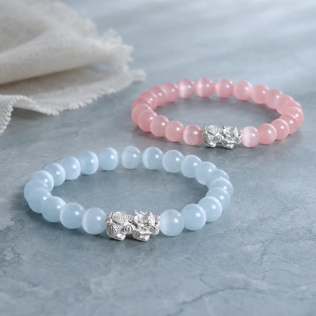 Song Yne Cat's Eye 990 Silver Pixiu Wealth & Protection Bracelet