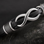 Song Yne Endless Knot Titanium Steel Balance Leather Bracelet