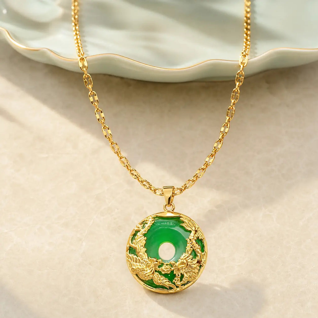 Song Yne Cyan Jade Prosperity Pendant Necklace