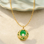 Song Yne Cyan Jade Prosperity Pendant Necklace