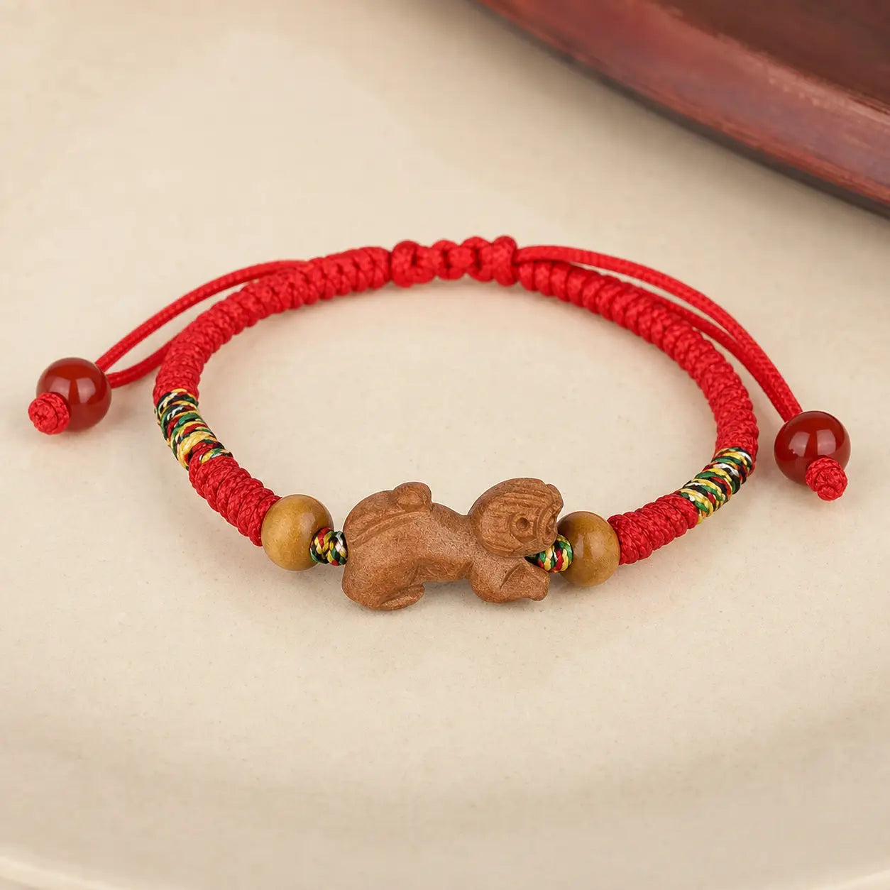 Song Yne Chinese Zodiac Peach Wood Protection & Luck Red String Bracelet