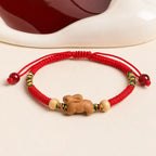 Song Yne Chinese Zodiac Peach Wood Protection & Luck Red String Bracelet