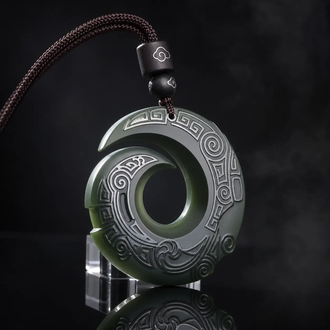 Song Yne Hetian Cyan Jade Fortune Peace Buckle Necklace
