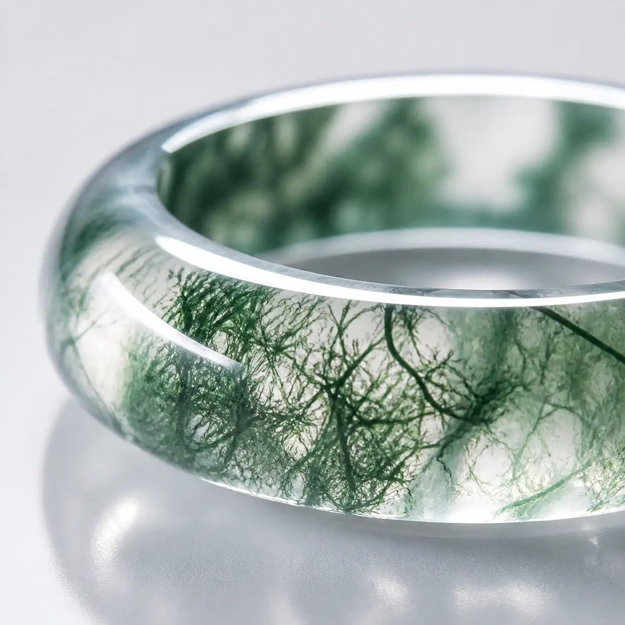 Song Yne Moss Agate Healing Balance Ring