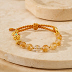 Song Yne Citrine White Crystal Peace Buckle Fu Silver Bracelet
