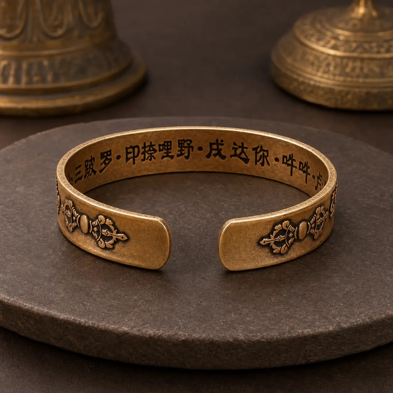 Song Yne Mahāpratisarā Mantra Healing & Protection Brass Bangle
