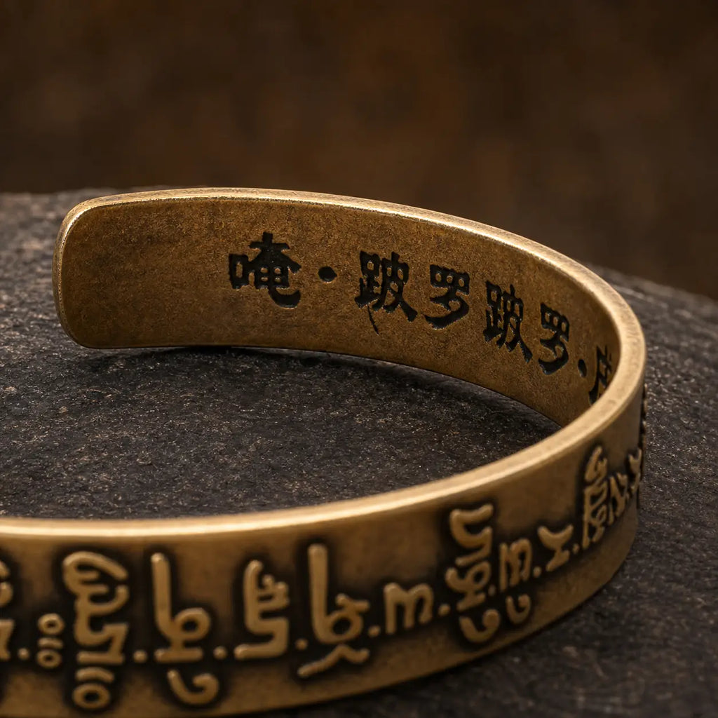 Song Yne Mahāpratisarā Mantra Healing & Protection Brass Bangle
