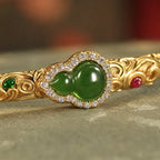 Song Yne Cyan Jade Auspicious Cloud Gourd Luck Bangle
