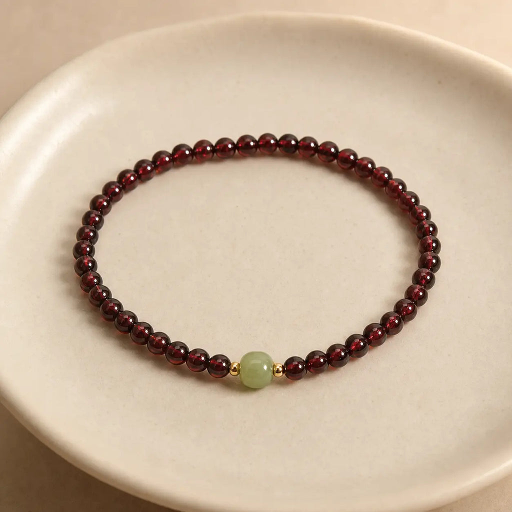 Song Yne 3mm Garnet Hetian Jade Stability & Calm Bracelet