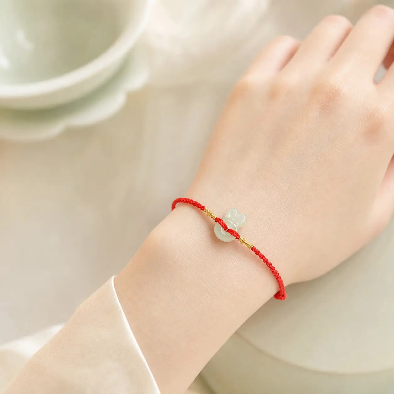 Song Yne Hetian Jade Rabbit Protection & Luck String Bracelet