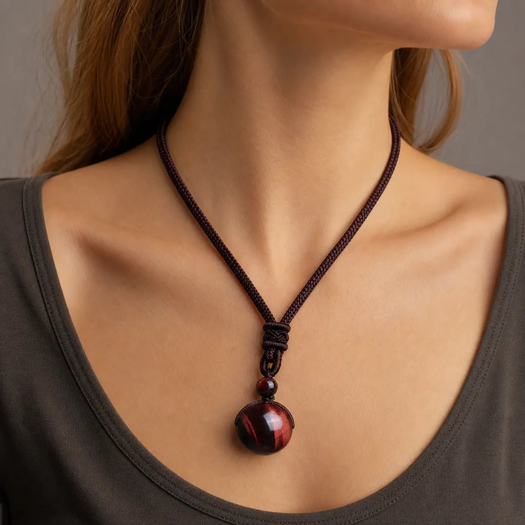 Song Yne Tiger's Eye Obsidian Protection Necklace