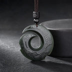 Song Yne Hetian Cyan Jade Fortune Peace Buckle Necklace
