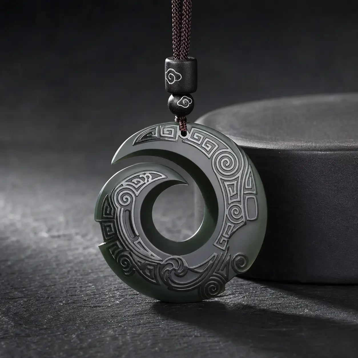 Song Yne Hetian Cyan Jade Fortune Peace Buckle Necklace