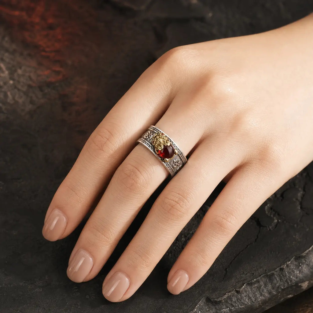 Song Yne Red Agate Pixiu Wealth Ring