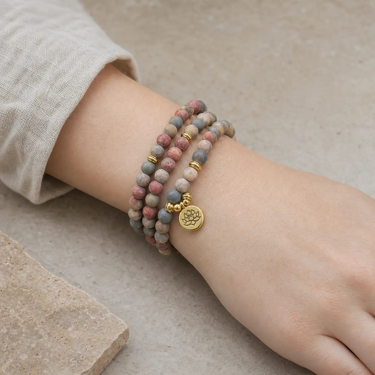 Song Yne Picasso Jasper 108 Mala Courage & Grounding Bracelet