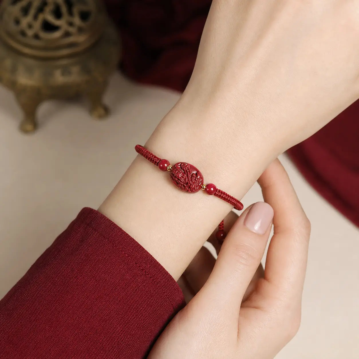 Song Yne Chinese Zodiac Natal Buddha Cinnabar Protection Bracelet