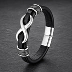 Song Yne Endless Knot Titanium Steel Balance Leather Bracelet