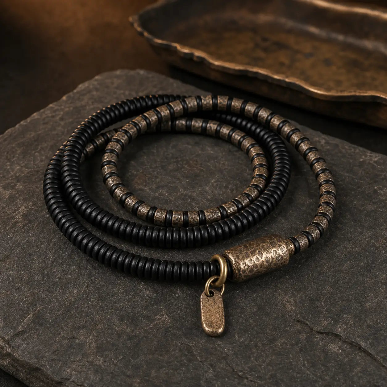 Song Yne Ebony Wood Copper Grounding & Healing Multilayer Bracelet