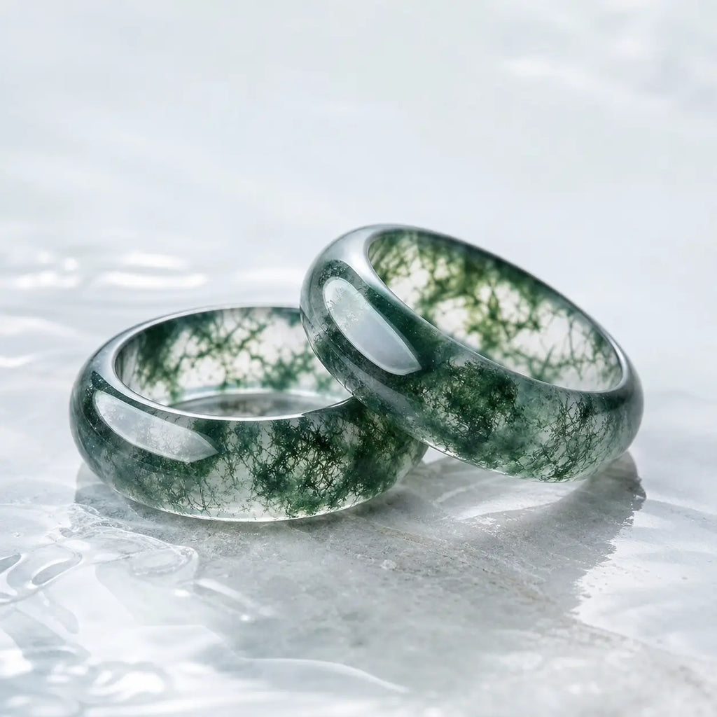 Song Yne Moss Agate Healing Balance Ring