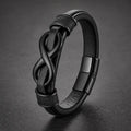 Song Yne Endless Knot Titanium Steel Balance Leather Bracelet