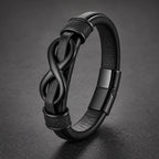 Song Yne Endless Knot Titanium Steel Balance Leather Bracelet