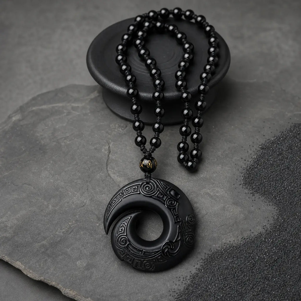 Song Yne Obsidian Ice Obsidian Peace Buckle Strength Pendant