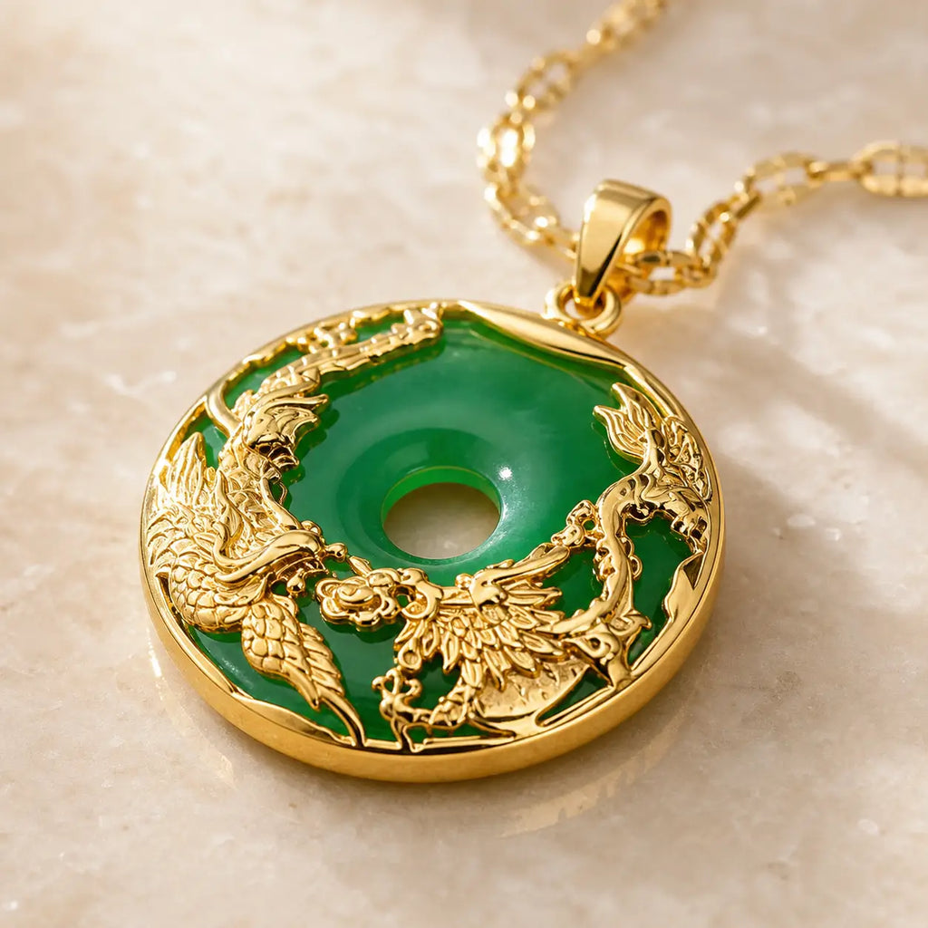 Song Yne Cyan Jade Prosperity Pendant Necklace