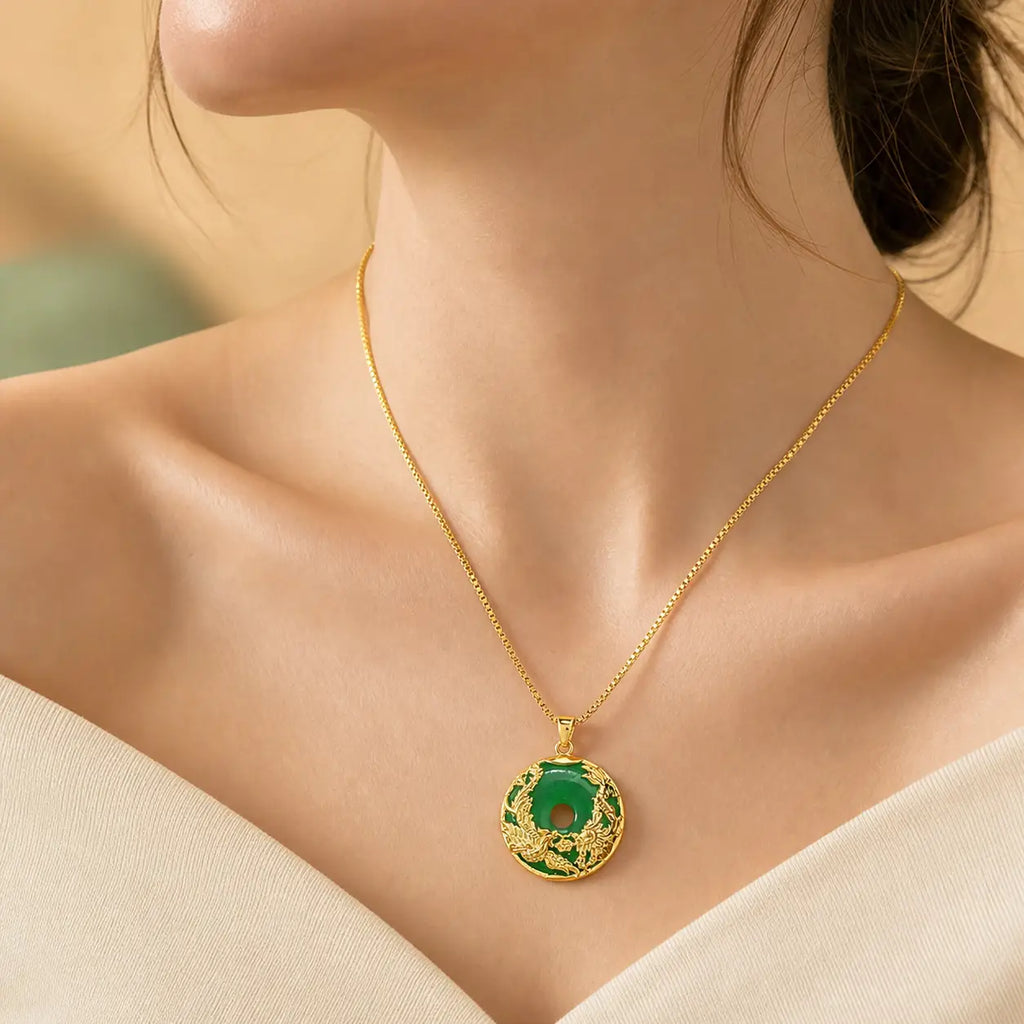Song Yne Cyan Jade Prosperity Pendant Necklace