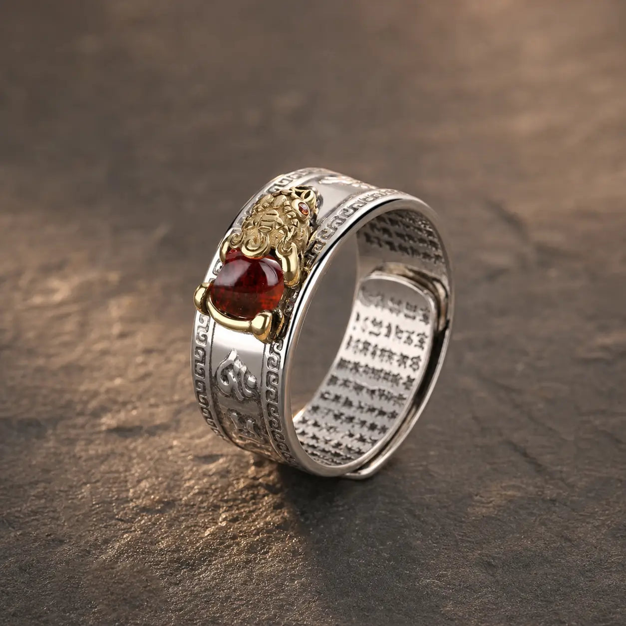 Song Yne Red Agate Pixiu Wealth Ring