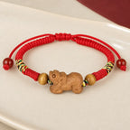 Song Yne Chinese Zodiac Peach Wood Protection & Luck Red String Bracelet