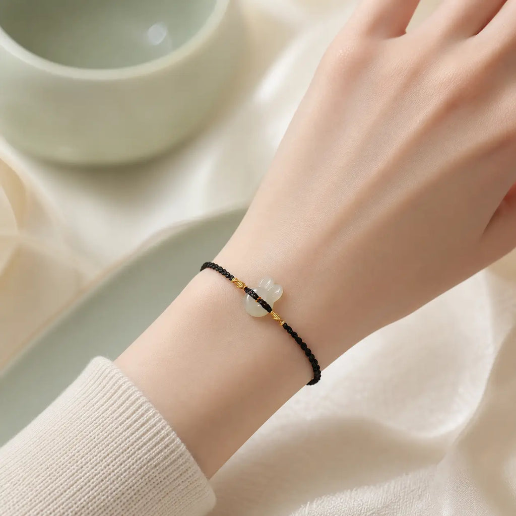 Song Yne Hetian Jade Rabbit Protection & Luck String Bracelet