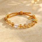 Song Yne Citrine White Crystal Peace Buckle Fu Silver Bracelet